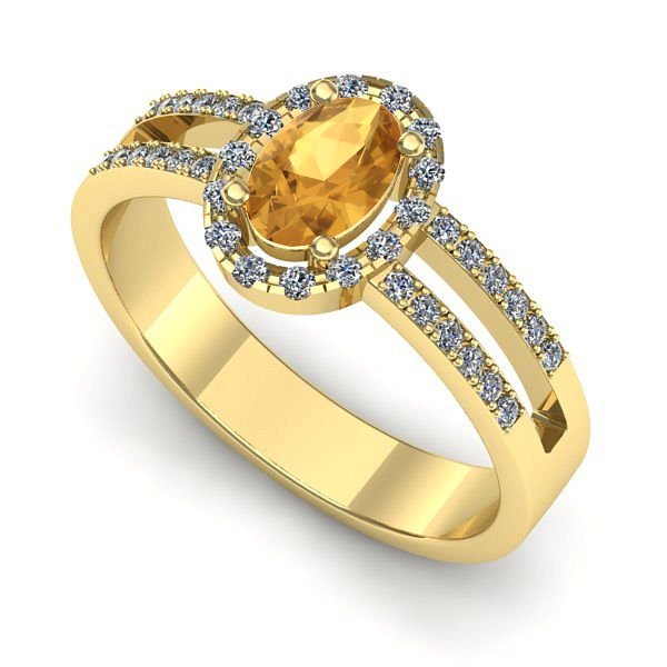 Inel de logodna din aur galben cu citrin