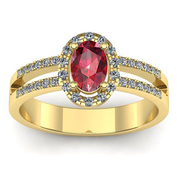 Inel logodna cu rubin oval