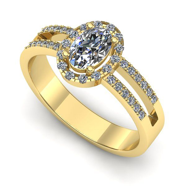 Inel de logodna din aur galben cu safir alb