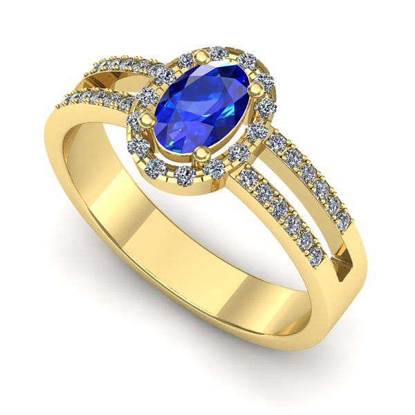 Inel logodna din aur galben cu safir