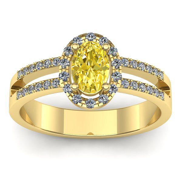 Inel cu safir galben oval