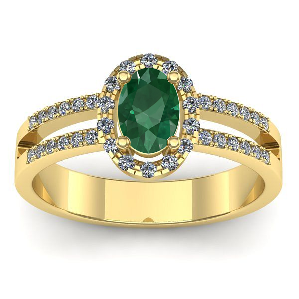 Inel logodna cu smarald oval