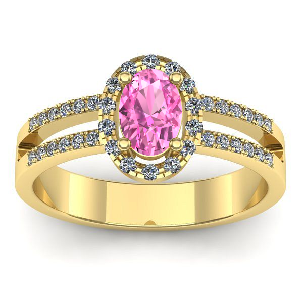 Inel logodna cu safir roz oval