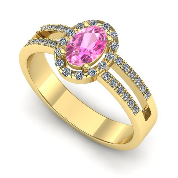 Inel din aur galben cu safir roz