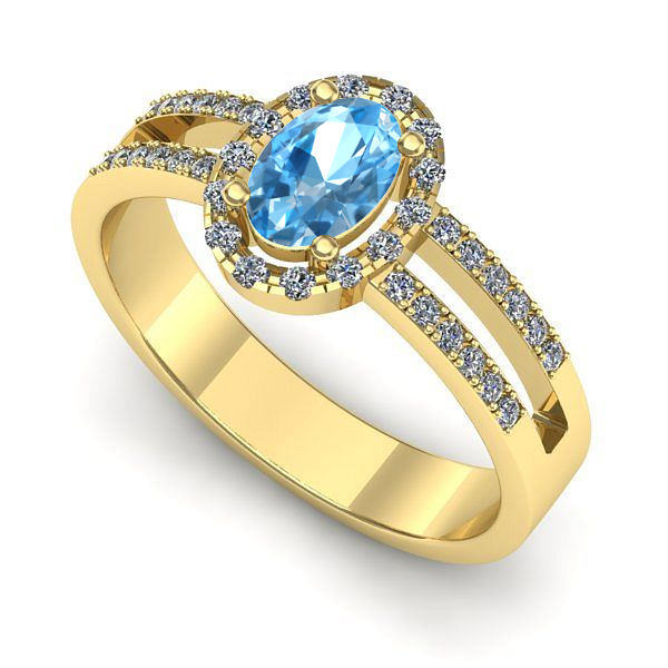 Inel din aur galben cu topaz blue