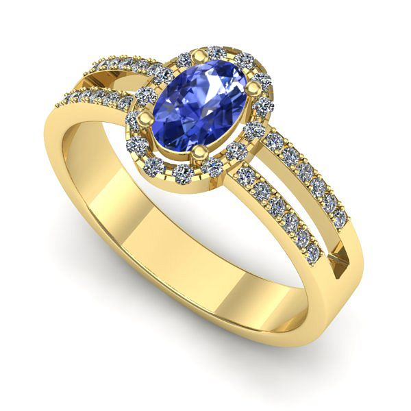 Inel de logodna din aur galben cu tanzanit