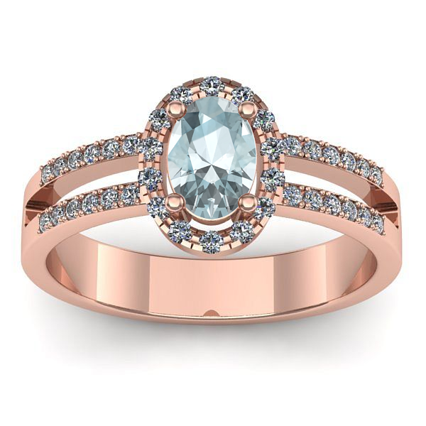 Inel cu aquamarin oval