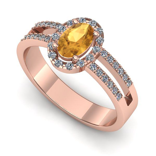 Inel din aur roz cu citrin