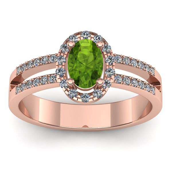 Inel de logodna cu peridot oval