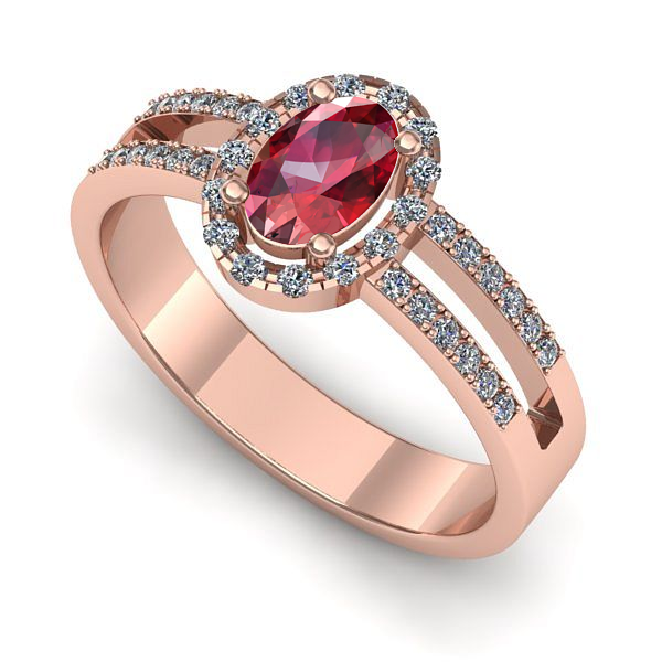 Inel din aur roz cu rubin