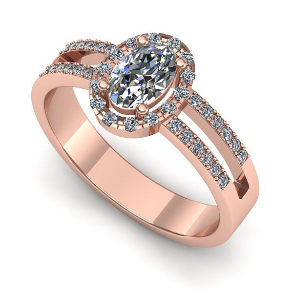 Inel din aur roz cu safir alb