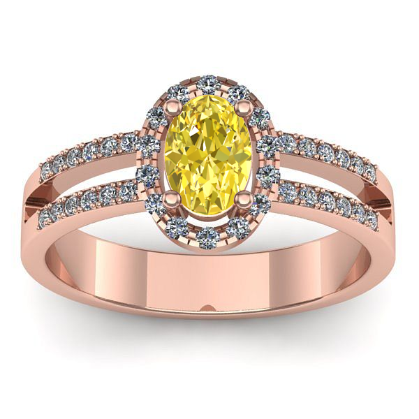 Inel de logodna cu safir galben oval