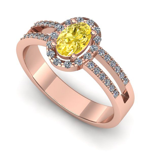 Inel logodna din aur roz cu safir galben