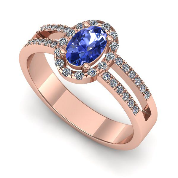 Inel de logodna din aur roz cu tanzanit