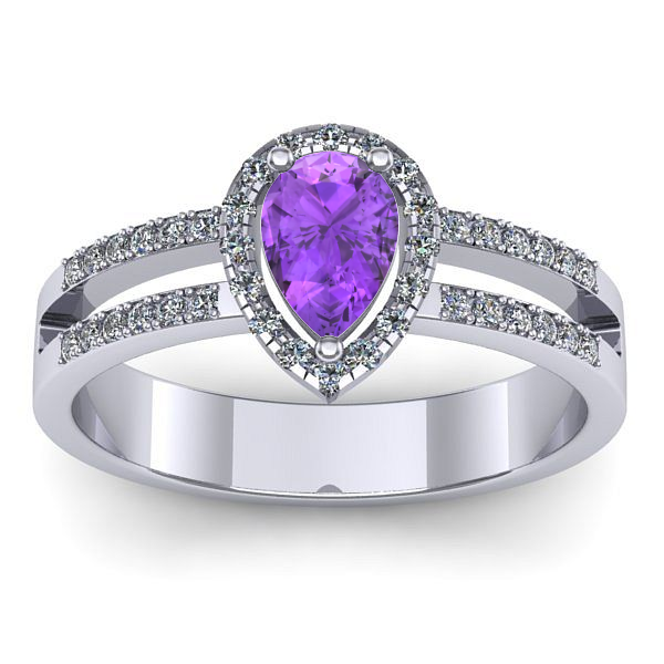 Inel logodna cu ametist lacrima