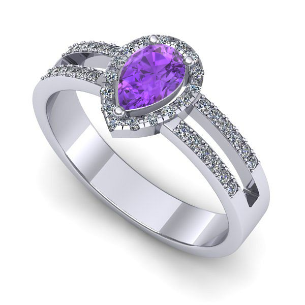 Inel de logodna din aur alb cu ametist