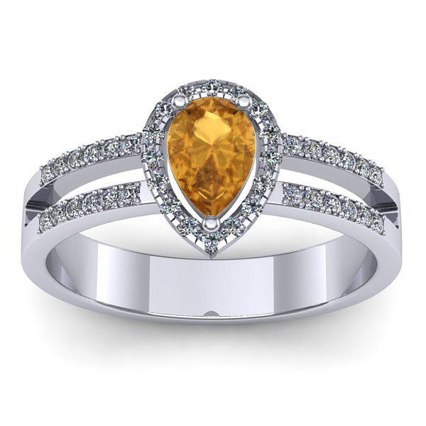 Inel logodna cu citrin lacrima