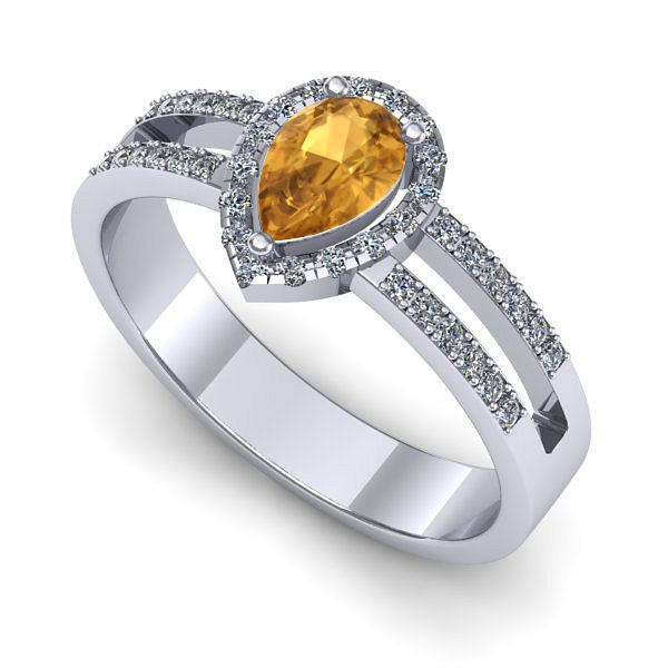 Inel de logodna din aur alb cu citrin