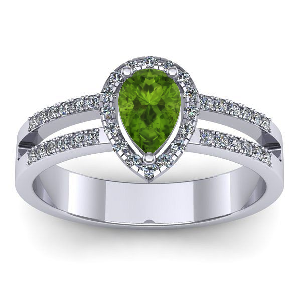 Inel logodna cu peridot lacrima