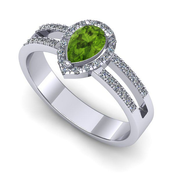 Inel din aur alb cu peridot