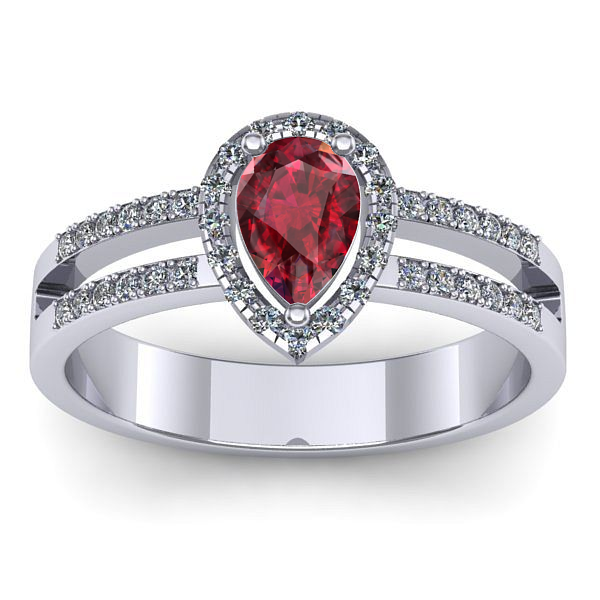 Inel logodna cu rubin lacrima