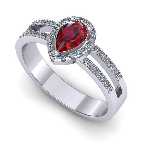 Inel logodna din aur alb cu rubin