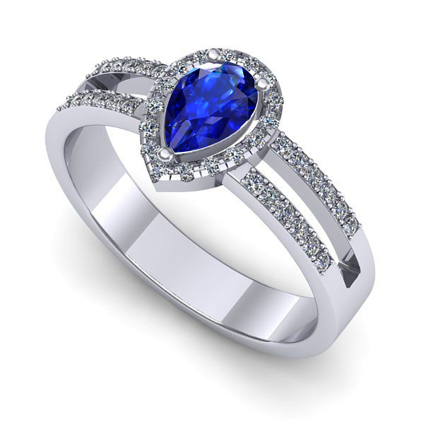 Inel din aur alb cu safir