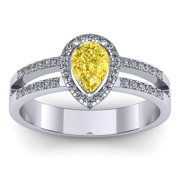 Inel logodna cu safir galben lacrima