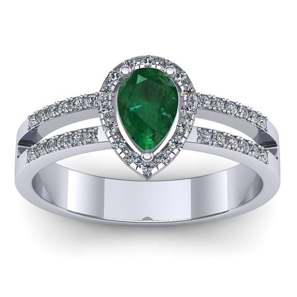 Inel logodna cu smarald lacrima