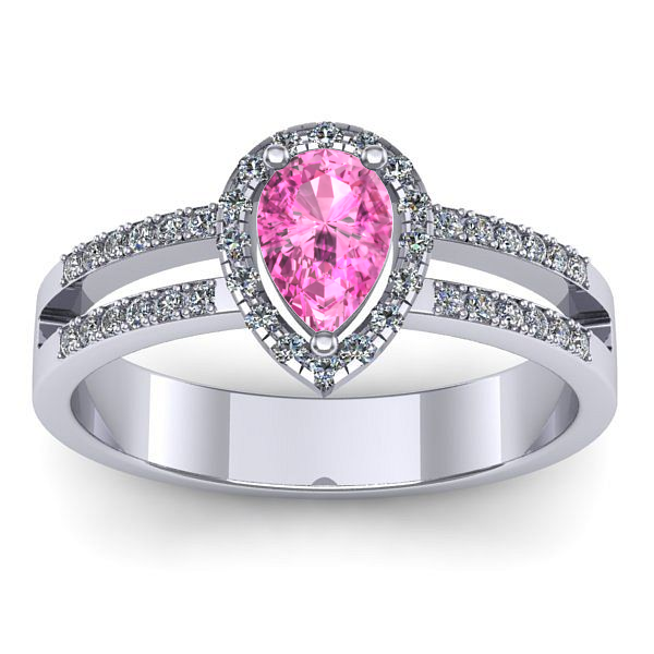 Inel de logodna cu safir roz lacrima