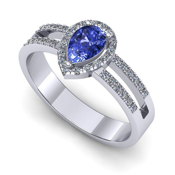 Inel logodna din aur alb cu tanzanit