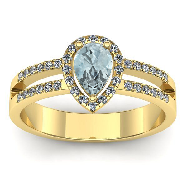 Inel cu aquamarin lacrima