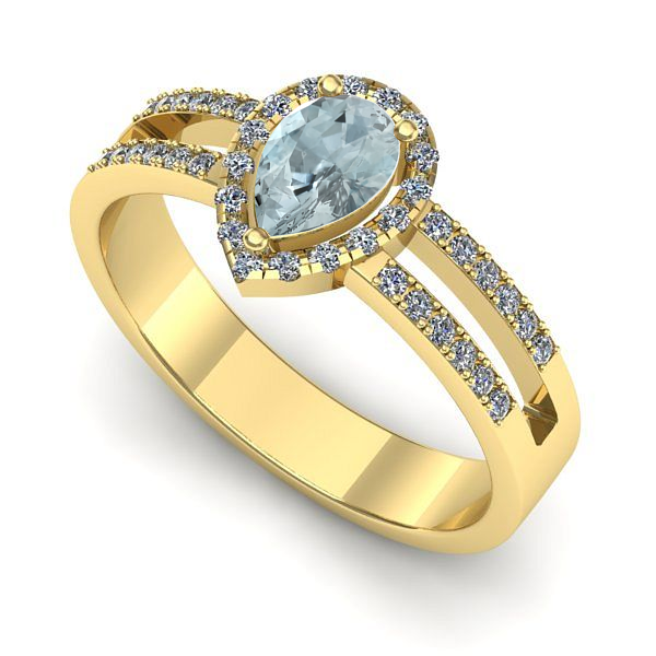 Inel din aur galben cu aquamarin