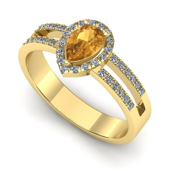 Inel de logodna din aur galben cu citrin