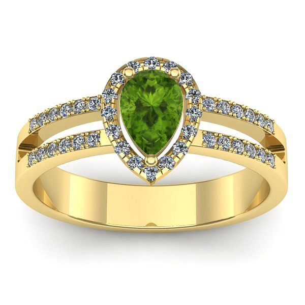 Inel logodna cu peridot lacrima