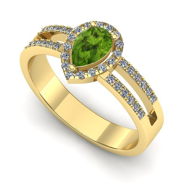 Inel de logodna din aur galben cu peridot