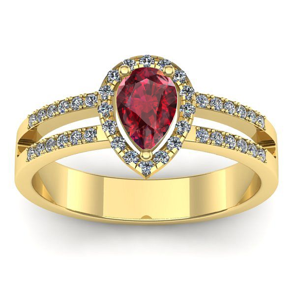 Inel de logodna cu rubin lacrima