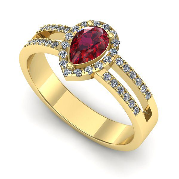 Inel de logodna din aur galben cu rubin