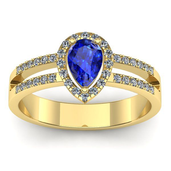 Inel logodna cu safir lacrima