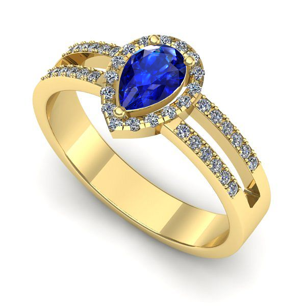 Inel logodna din aur galben cu safir