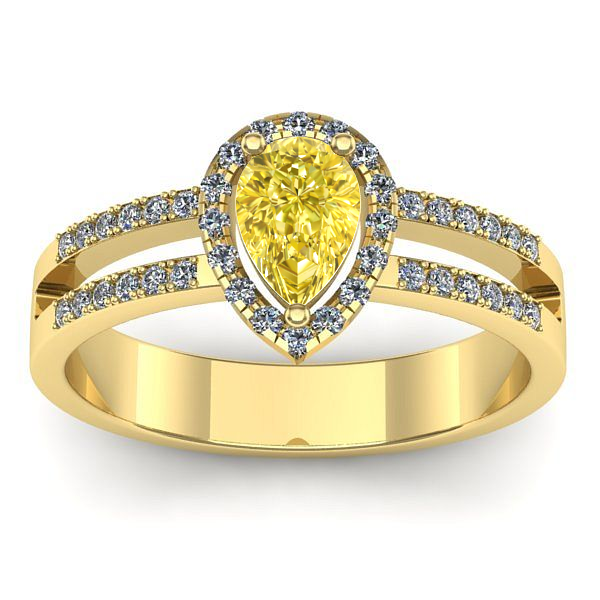 Inel logodna cu safir galben lacrima