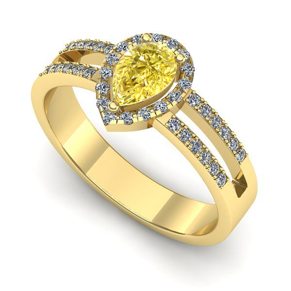 Inel logodna din aur galben cu safir galben