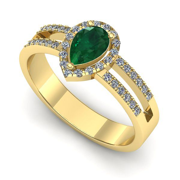 Inel din aur galben cu smarald