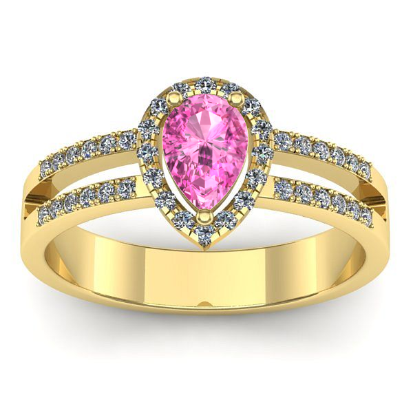 Inel cu safir roz lacrima