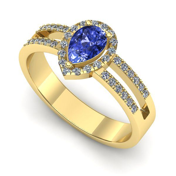 Inel din aur galben cu tanzanit