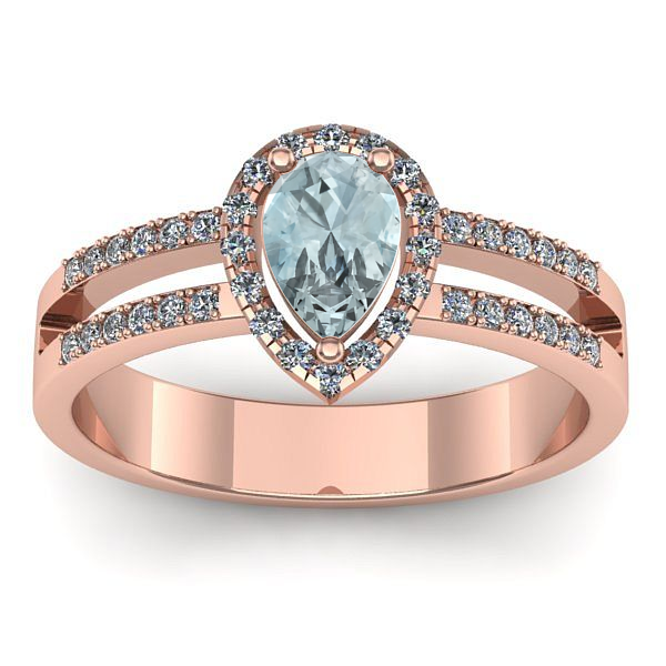 Inel cu aquamarin lacrima