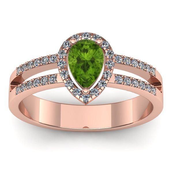 Inel de logodna cu peridot lacrima