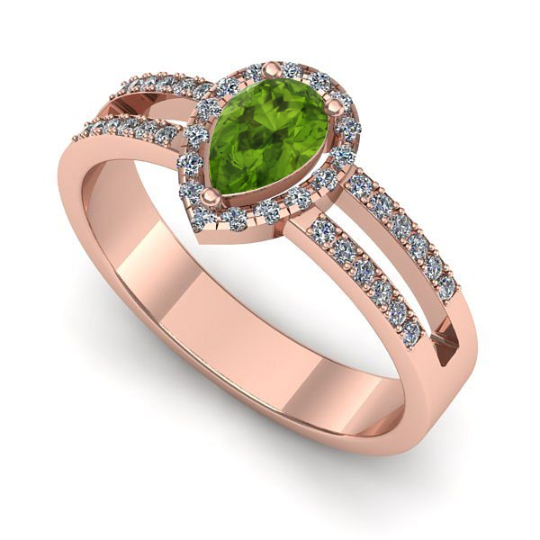 Inel de logodna din aur roz cu peridot