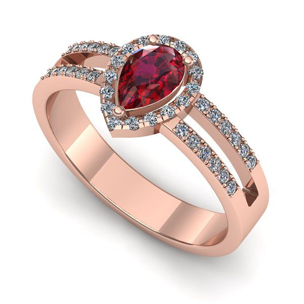 Inel din aur roz cu rubin