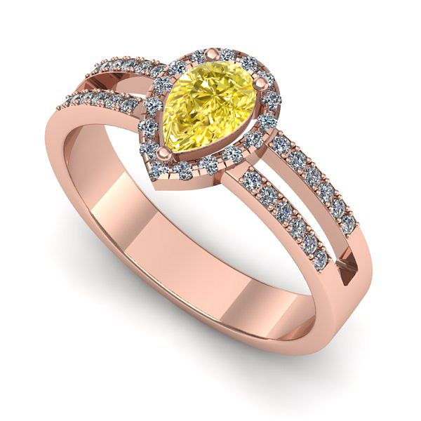 Inel din aur roz cu safir galben